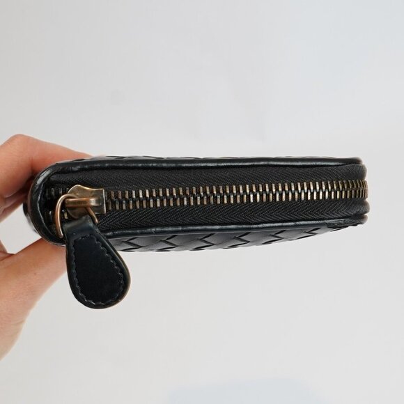 Bottega Veneta Continental Black Intrecciato Leather Zip Wallet 8.5in Oversized - Picture 6 of 11